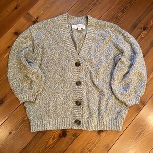 LOFT Cardigan Short Sleeved Sage Button Women’s M